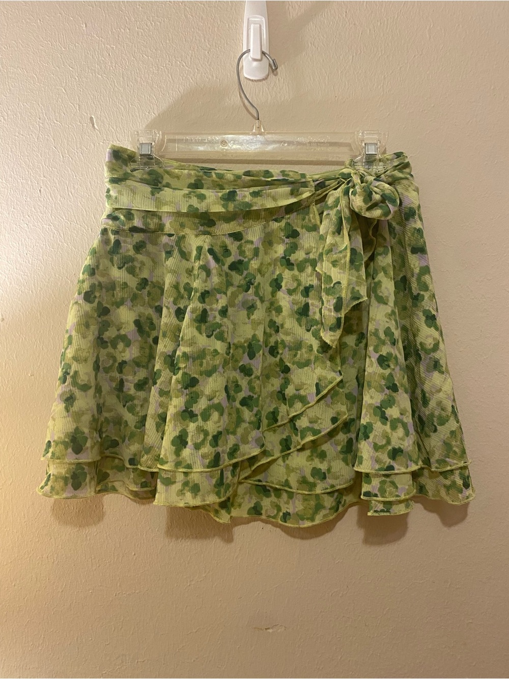 Aerie Women’s Green Flowy Fairycore Wrap Mini Skirt SzS